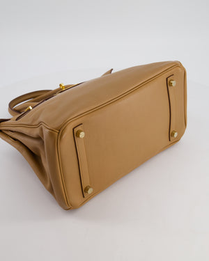 Hermès Birkin 30 Retourne Bag in Naturel Swift Leather with Gold Hardware