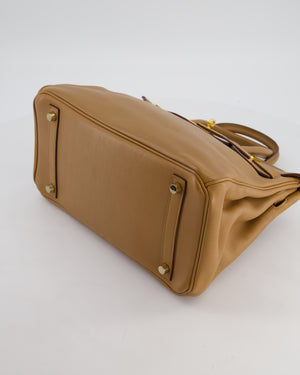 Hermès Birkin 30 Retourne Bag in Naturel Swift Leather with Gold Hardware