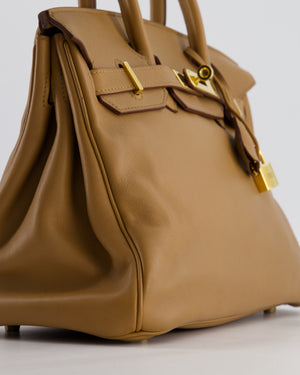 Hermès Birkin 30 Retourne Bag in Naturel Swift Leather with Gold Hardware