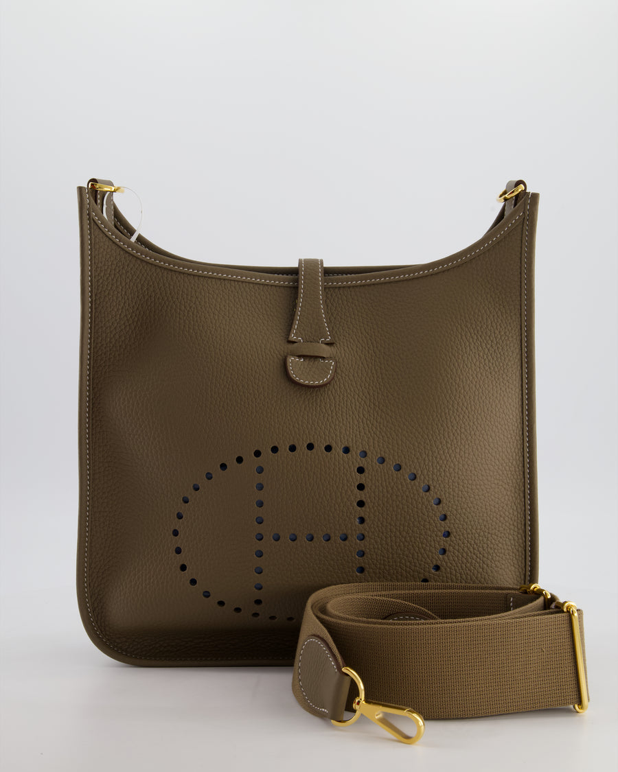 Hermès Evelyne III 29 Bag in Etoupe Taurillon Clemence Leather with Gold Hardware