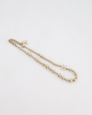 Chanel 21/S Gold Metal Beaded Necklace with CC Logo Details