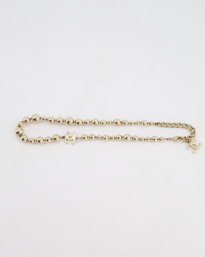Chanel 21/S Gold Metal Beaded Necklace with CC Logo Details