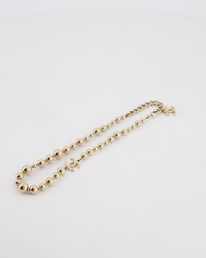 Chanel 21/S Gold Metal Beaded Necklace with CC Logo Details