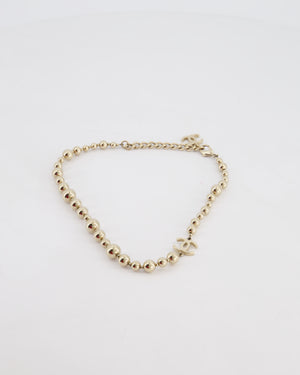 Chanel 21/S Gold Metal Beaded Necklace with CC Logo Details