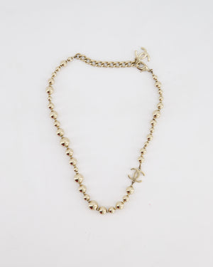 Chanel 21/S Gold Metal Beaded Necklace with CC Logo Details