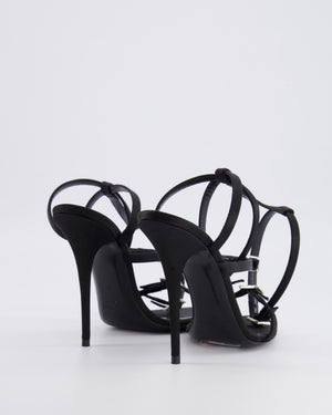 Saint Laurent Black Satin Nuit 110 Crêpe Heeled Sandals with Crystals Size EU 37 RRP £1,030