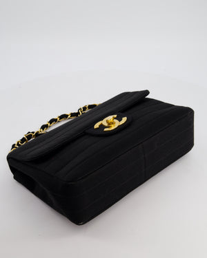 *FIRE PRICE* Chanel Vintage Black Jersey Jumbo Rectangular Single Flap Bag with 24K Gold Hardware