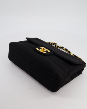 *FIRE PRICE* Chanel Vintage Black Jersey Jumbo Rectangular Single Flap Bag with 24K Gold Hardware