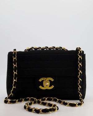 *FIRE PRICE* Chanel Vintage Black Jersey Jumbo Rectangular Single Flap Bag with 24K Gold Hardware