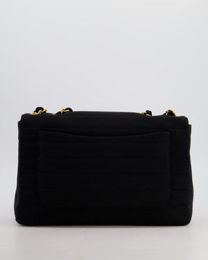 *FIRE PRICE* Chanel Vintage Black Jersey Jumbo Rectangular Single Flap Bag with 24K Gold Hardware