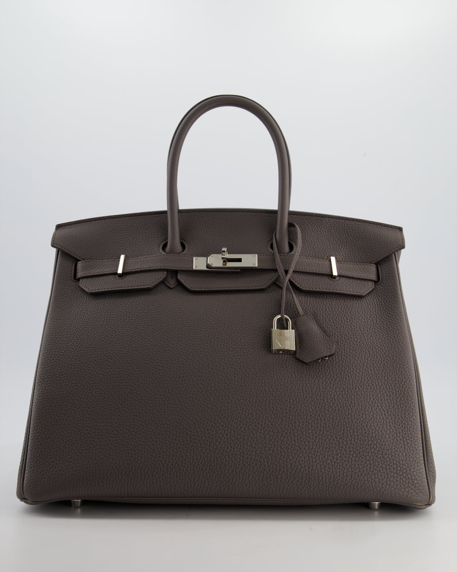 Hermès Birkin 35 Retourne Bag in Gris Etain Togo Leather with Palladium Hardware