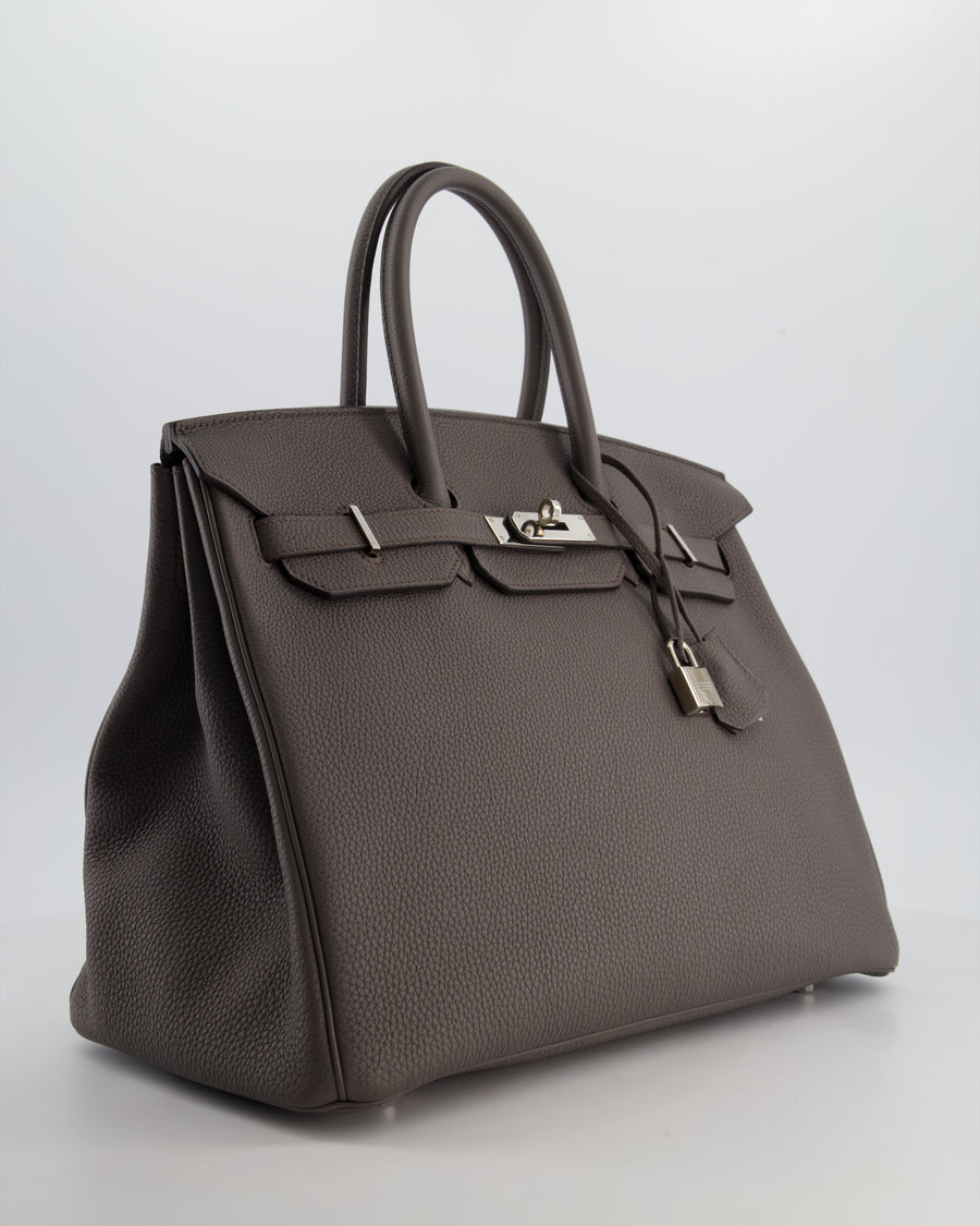 Hermès Birkin 35 Retourne Bag in Gris Etain Togo Leather with Palladium Hardware