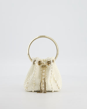 Jimmy Choo Ivory Satin Micro Bon Bon Pouch Bag with Champagne Gold Hardware and Cross-Body Strap  RRP £1,295