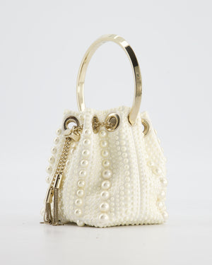 Jimmy Choo Ivory Satin Micro Bon Bon Pouch Bag with Champagne Gold Hardware and Cross-Body Strap  RRP £1,295