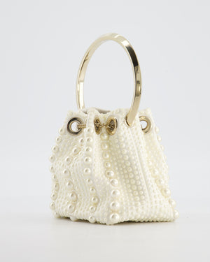 Jimmy Choo Ivory Satin Micro Bon Bon Pouch Bag with Champagne Gold Hardware and Cross-Body Strap  RRP £1,295