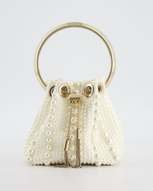 Jimmy Choo Ivory Satin Micro Bon Bon Pouch Bag with Champagne Gold Hardware and Cross-Body Strap  RRP £1,295