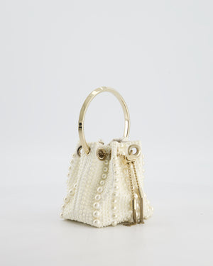 Jimmy Choo Ivory Satin Micro Bon Bon Pouch Bag with Champagne Gold Hardware and Cross-Body Strap  RRP £1,295
