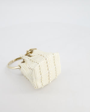 Jimmy Choo Ivory Satin Micro Bon Bon Pouch Bag with Champagne Gold Hardware and Cross-Body Strap  RRP £1,295