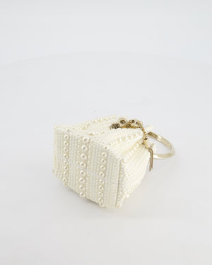 Jimmy Choo Ivory Satin Micro Bon Bon Pouch Bag with Champagne Gold Hardware and Cross-Body Strap  RRP £1,295