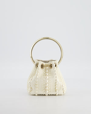 Jimmy Choo Ivory Satin Micro Bon Bon Pouch Bag with Champagne Gold Hardware and Cross-Body Strap  RRP £1,295