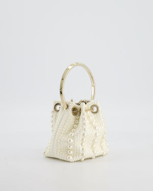 Jimmy Choo Ivory Satin Micro Bon Bon Pouch Bag with Champagne Gold Hardware and Cross-Body Strap  RRP £1,295