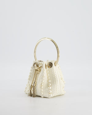 Jimmy Choo Ivory Satin Micro Bon Bon Pouch Bag with Champagne Gold Hardware and Cross-Body Strap  RRP £1,295