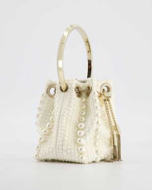 Jimmy Choo Ivory Satin Micro Bon Bon Pouch Bag with Champagne Gold Hardware and Cross-Body Strap  RRP £1,295