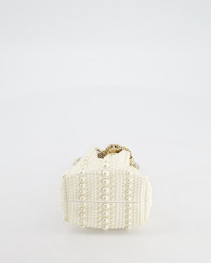 Jimmy Choo Ivory Satin Micro Bon Bon Pouch Bag with Champagne Gold Hardware and Cross-Body Strap  RRP £1,295