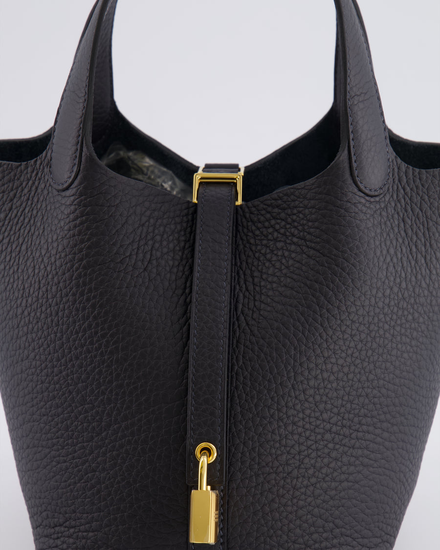 Hermès Picotin Lock 18 Bag in Caban Clemence Leather with Gold Hardware