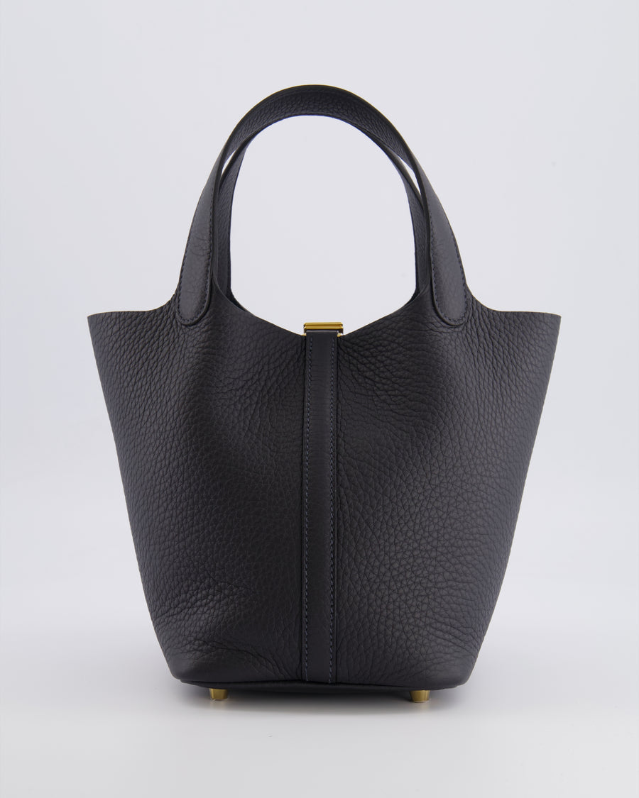 Hermès Picotin Lock 18 Bag in Caban Clemence Leather with Gold Hardware