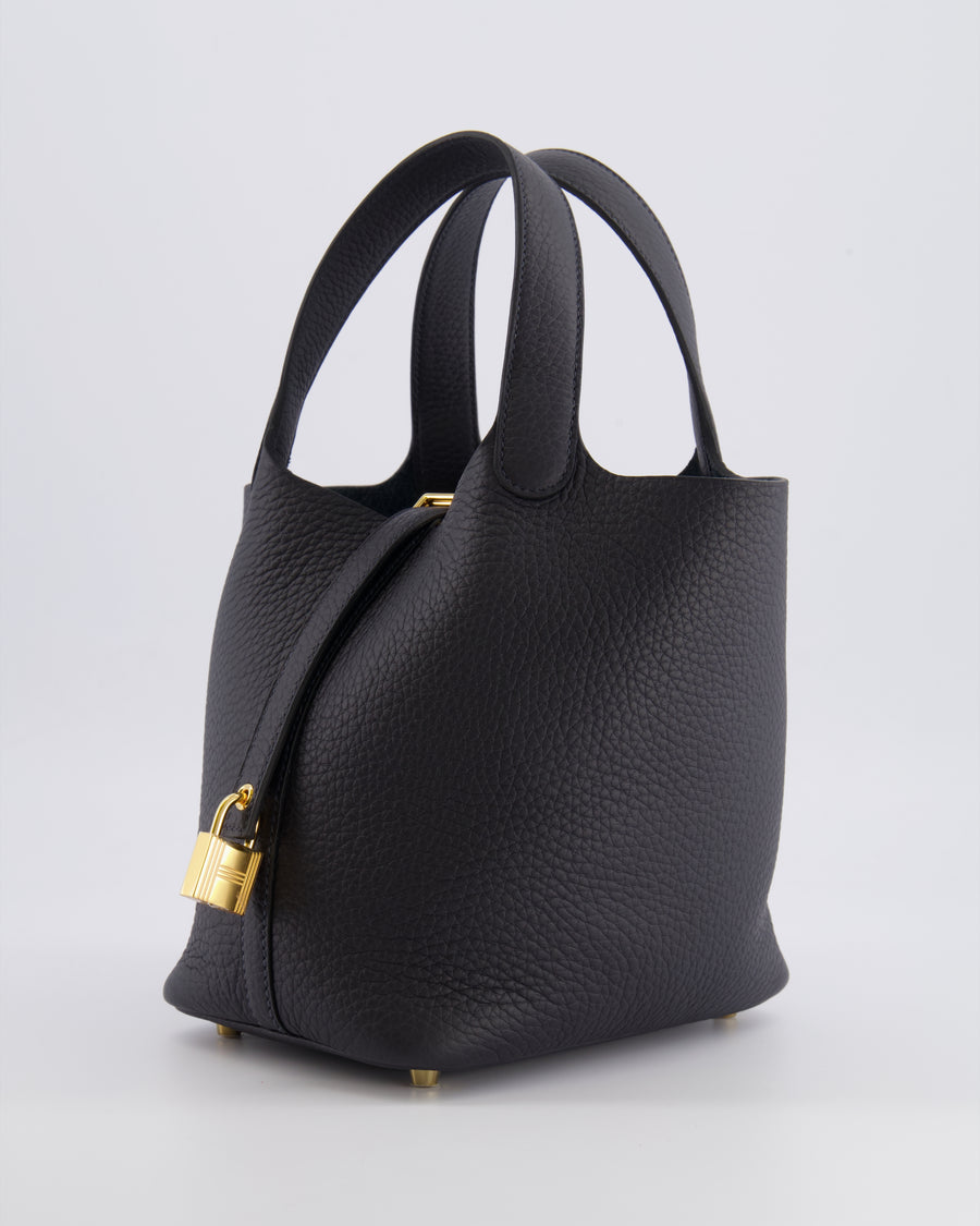 Hermès Picotin Lock 18 Bag in Caban Clemence Leather with Gold Hardware