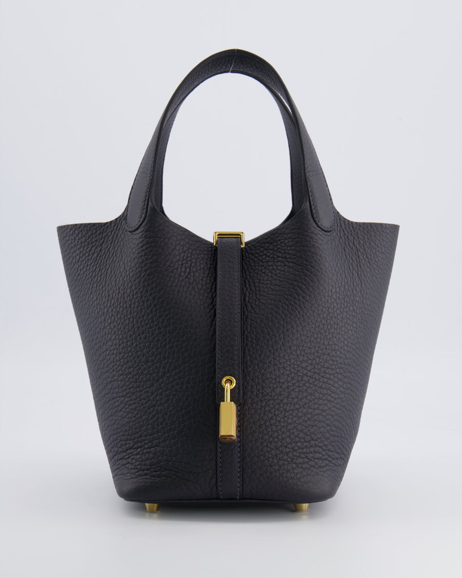 Hermès Picotin Lock 18 Bag in Caban Clemence Leather with Gold Hardware