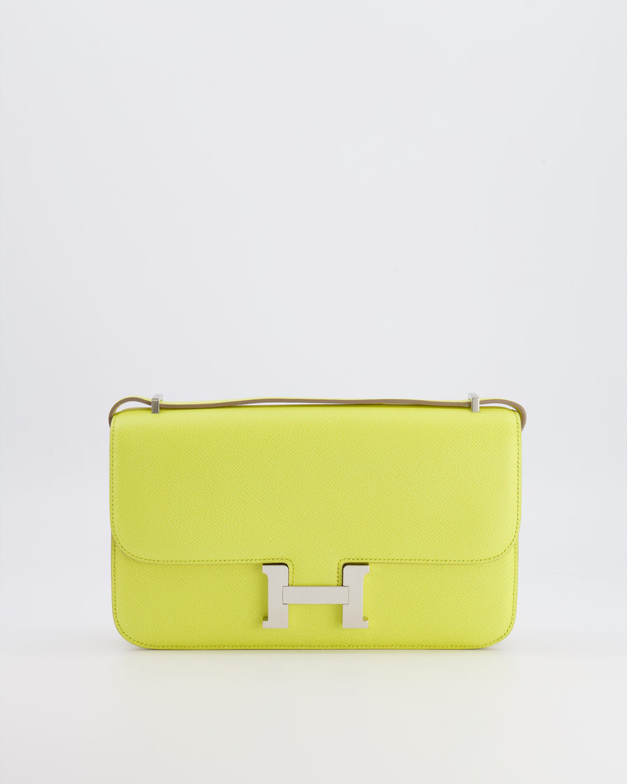 Hermès Constance Elan Bag in Jaune Soufre Epsom Leather with Palladium Hardware