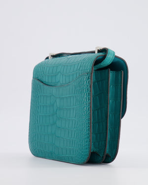 Hermès Constance III 18 Bag in Matte Alligator Mississippiensis Bleu Paon with Palladium Hardware