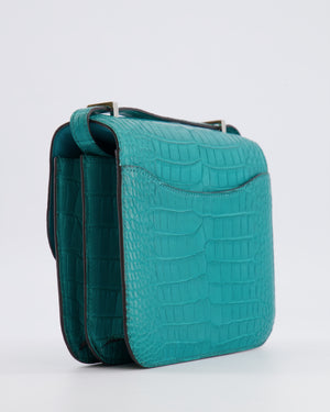 Hermès Constance III 18 Bag in Matte Alligator Mississippiensis Bleu Paon with Palladium Hardware