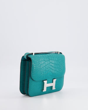 Hermès Constance III 18 Bag in Matte Alligator Mississippiensis Bleu Paon with Palladium Hardware