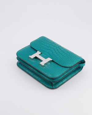 Hermès Constance III 18 Bag in Matte Alligator Mississippiensis Bleu Paon with Palladium Hardware