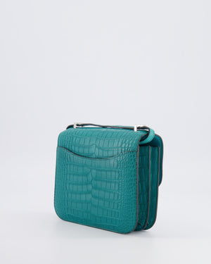 Hermès Constance III 18 Bag in Matte Alligator Mississippiensis Bleu Paon with Palladium Hardware