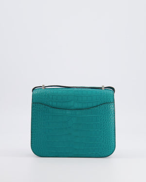 Hermès Constance III 18 Bag in Matte Alligator Mississippiensis Bleu Paon with Palladium Hardware