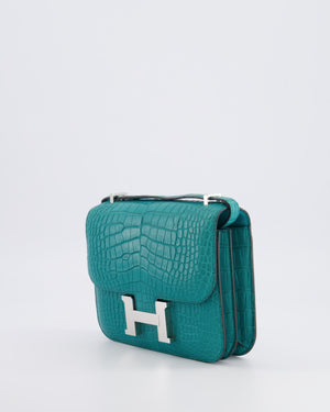 Hermès Constance III 18 Bag in Matte Alligator Mississippiensis Bleu Paon with Palladium Hardware