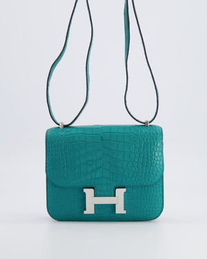 Hermès Constance III 18 Bag in Matte Alligator Mississippiensis Bleu Paon with Palladium Hardware