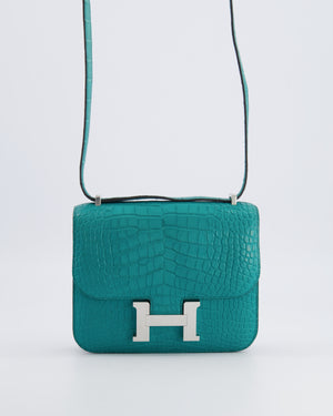 Hermès Constance III 18 Bag in Matte Alligator Mississippiensis Bleu Paon with Palladium Hardware