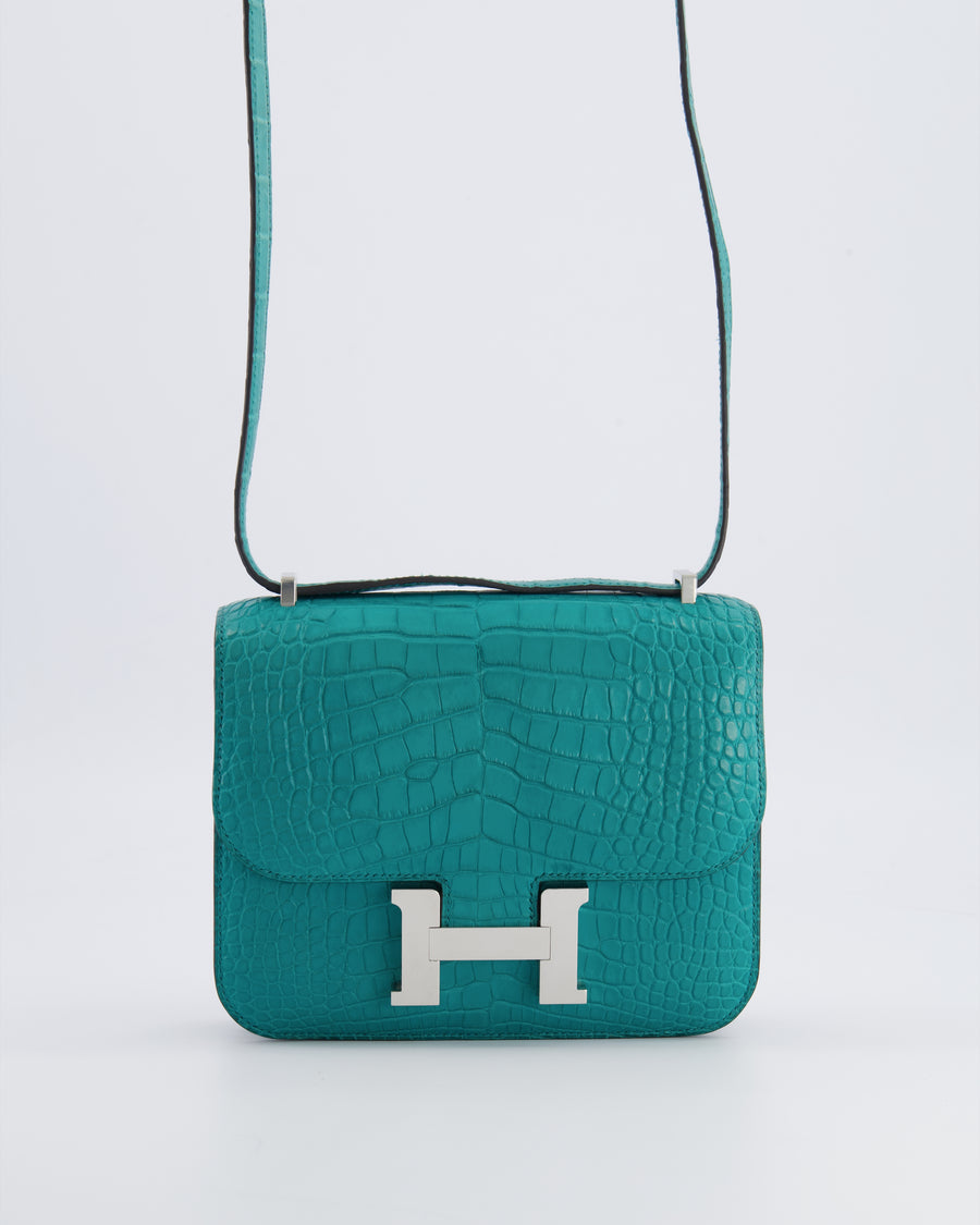 Hermès Constance III 18 Bag in Matte Alligator Mississippiensis Bleu Paon with Palladium Hardware