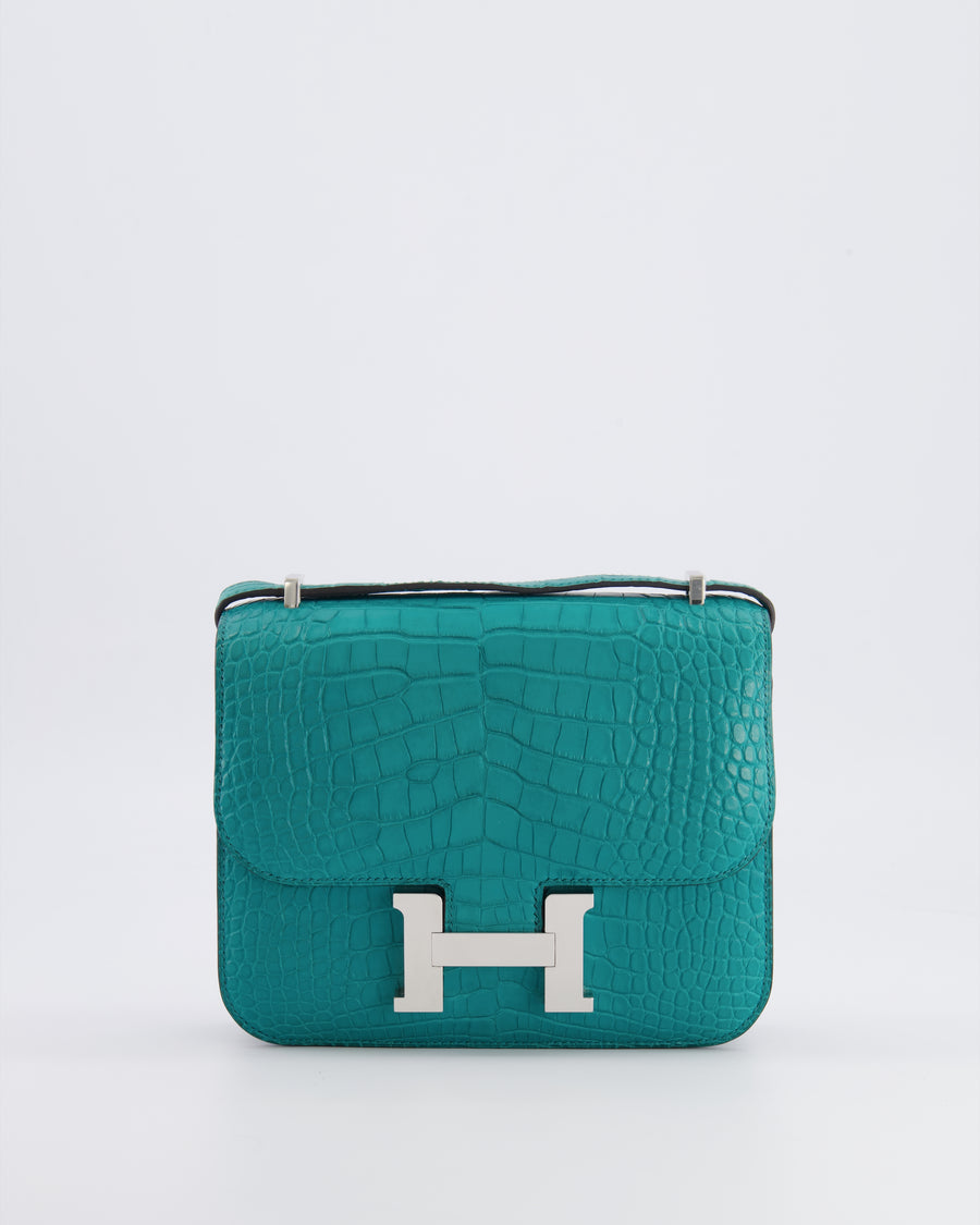 Hermès Constance III 18 Bag in Matte Alligator Mississippiensis Bleu Paon with Palladium Hardware