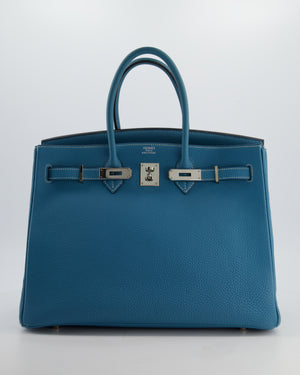 Hermès Birkin 35 Bag in Blue Jean Togo Leather with Palladium Hardware