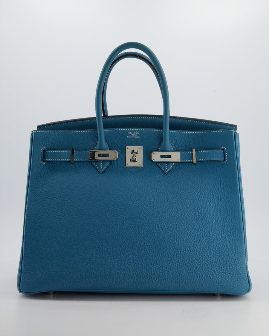 Hermès Birkin 35 Bag in Blue Jean Togo Leather with Palladium Hardware
