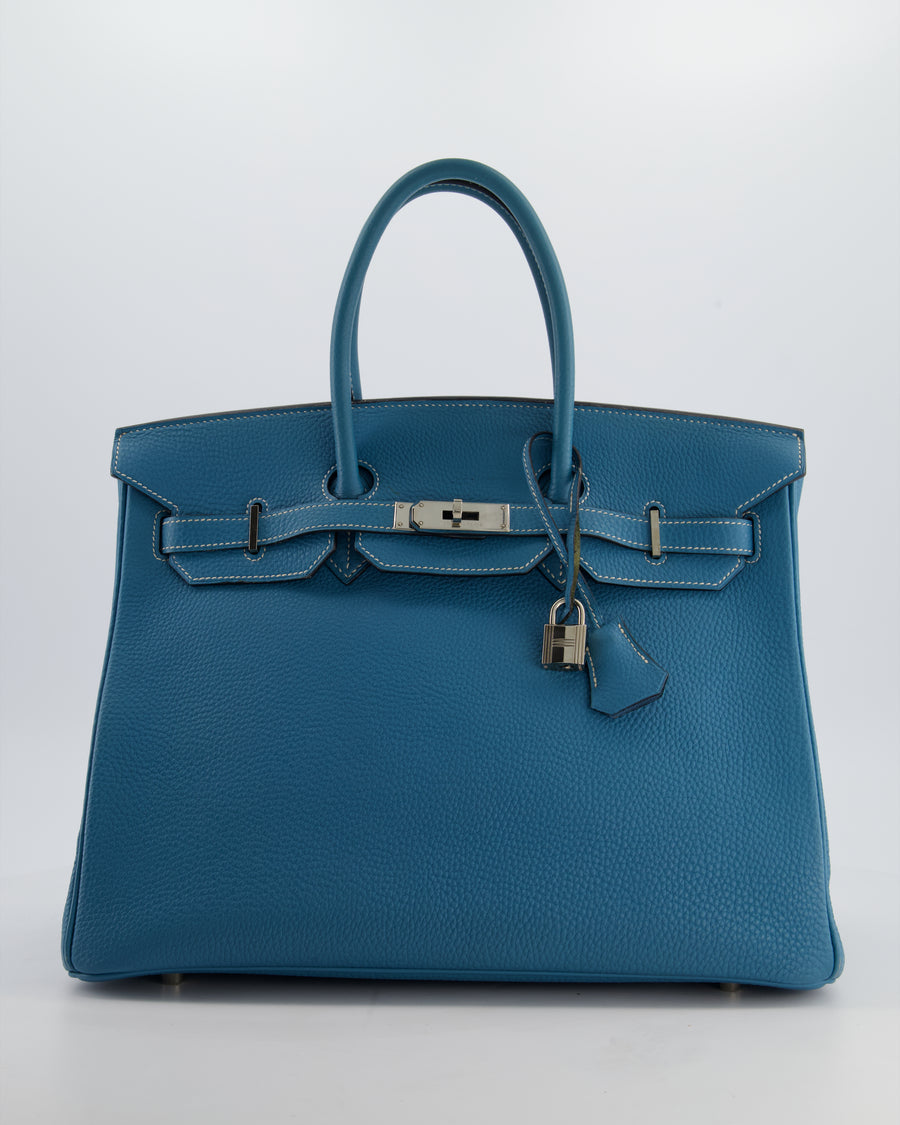Hermès Birkin 35 Bag in Blue Jean Togo Leather with Palladium Hardware