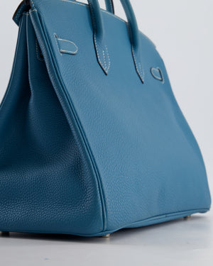 Hermès Birkin 35 Bag in Blue Jean Togo Leather with Palladium Hardware