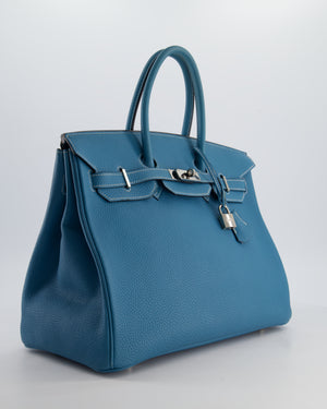 Hermès Birkin 35 Bag in Blue Jean Togo Leather with Palladium Hardware