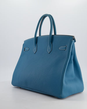 Hermès Birkin 35 Bag in Blue Jean Togo Leather with Palladium Hardware